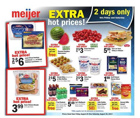 Meijer 2 day sale this weekend - Labor Day. mPerks. Pharmacy. Weekly Ad. See all offer details. Restrictions apply. Pricing, promotions and availability may vary by location and on Meijer.com. *Offers vary by market. mPerks offers good with mPerks digital coupon (s). See coupon (s) for terms. 